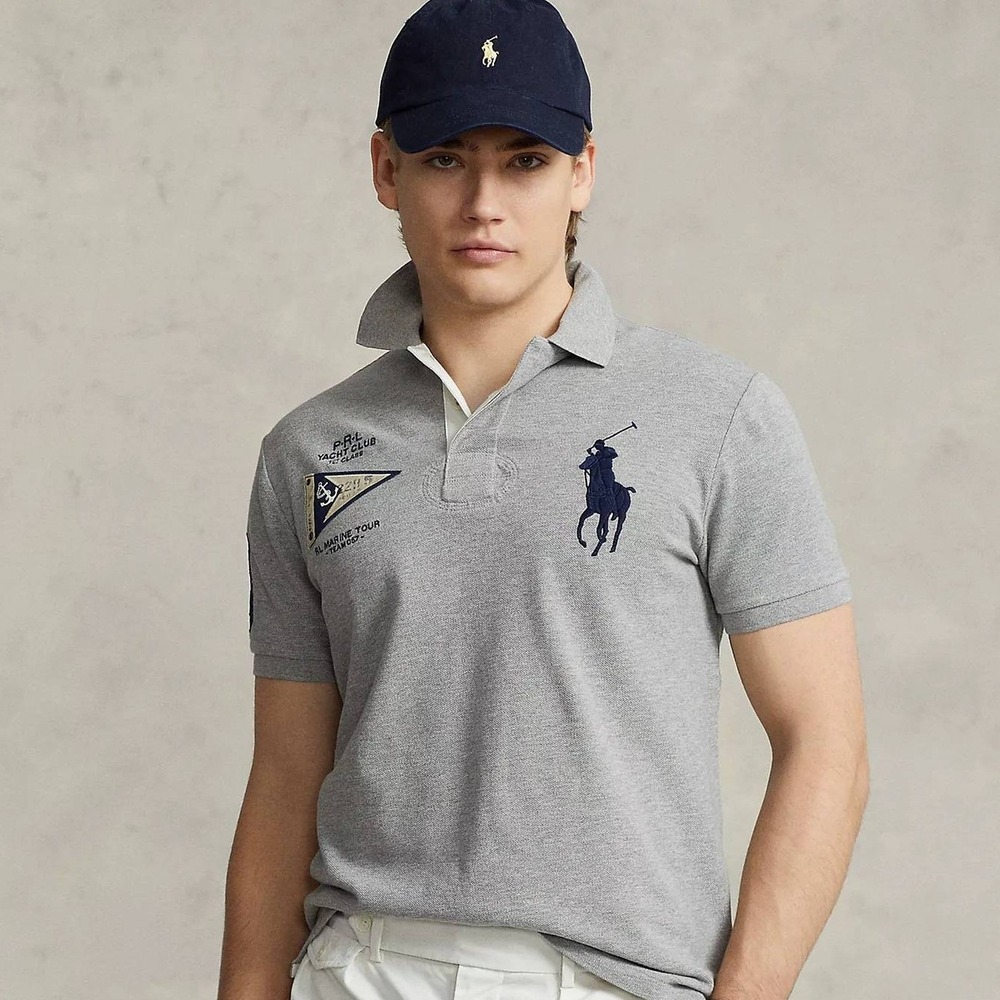 NWT Men's 3XB Ralph Lauren Polo‎ Shirt Yacht Club Marine Tour Mesh Gray Nautical
